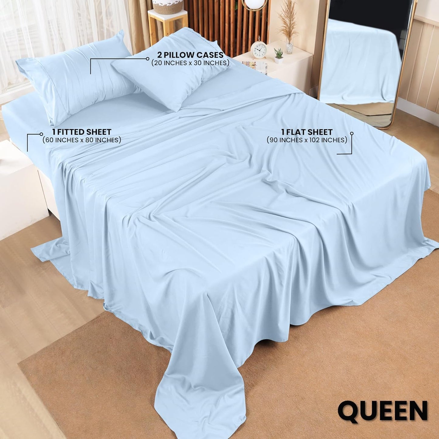 Utopia Bedding Queen Bed Sheet Set - 4 Piece Bedding - Soft Brushed Microfiber Fabric - Shrinkage & Fade Resistant - Easy Care (White)