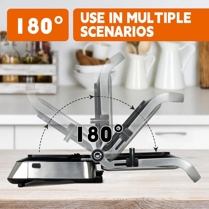 Panini Grill Press Sandwich Maker | Commercial Smokeless Indoor Grill, 1600W, 180° Open, Removable Plates, Stainless Steel, Ideal Kitchen Gift for Steak, Hamburger, Waffle