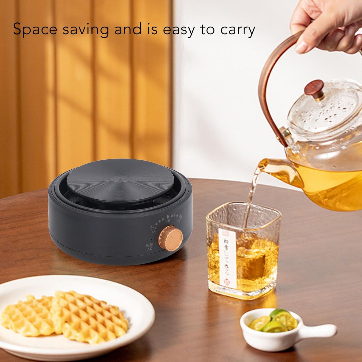 Electric Mini Stove Portable 4 Hot Plate 500W 110V Electric Ceramic Stove for Boiling Water, Making Tea and Coffee (Black)