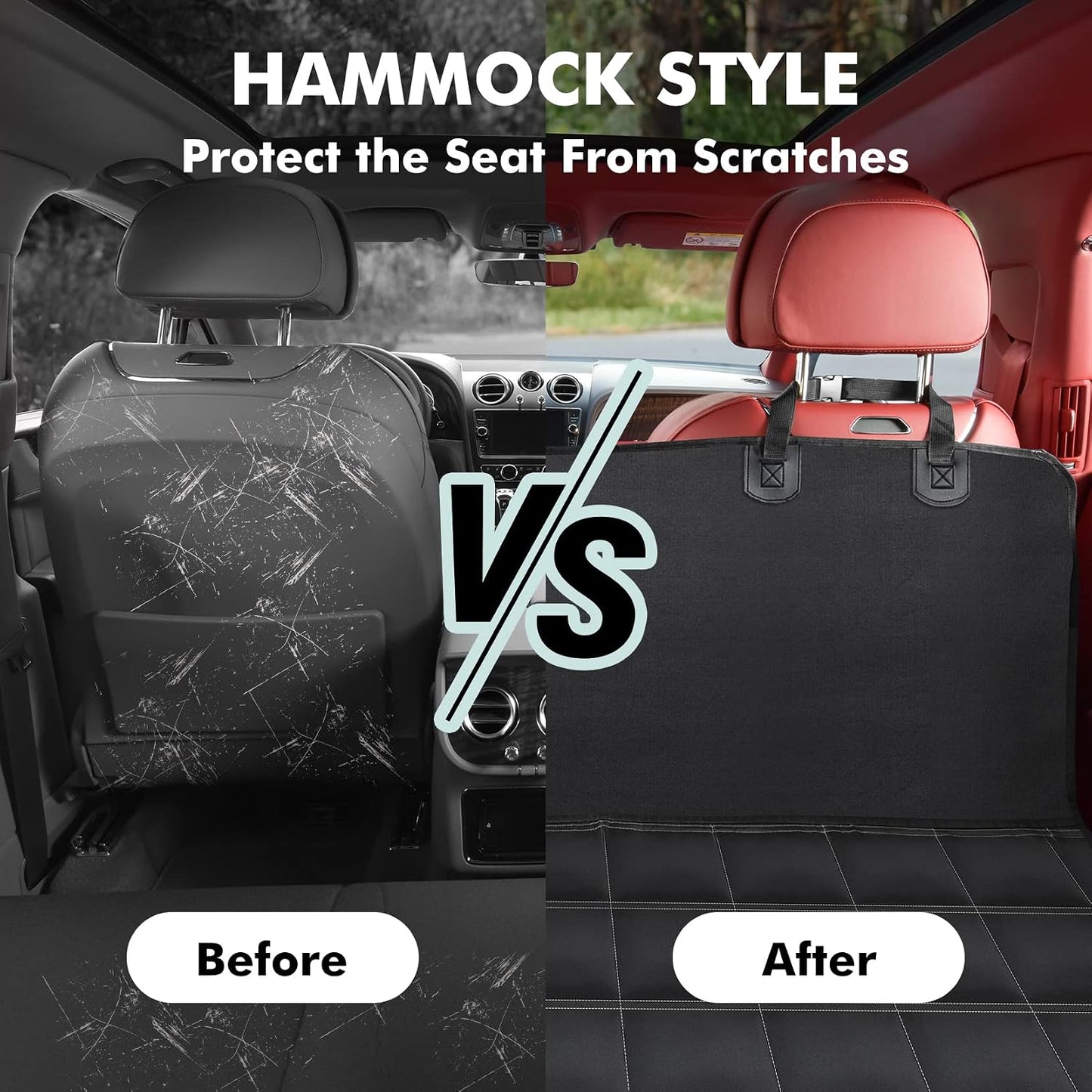 Dog Car Seat Cover, Multifunctional Dog Hammock for Back Seat,Waterproof Car Seat Protector, Scratch Proof Dog Seat Cover for Back Seat, Nonslip Seat Covers for SUV,Trucks, Cars