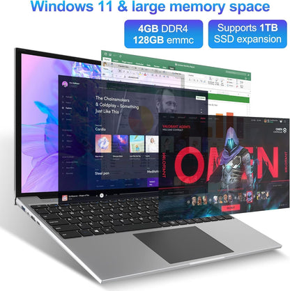 jumper Laptop, 16 Inch FHD IPS 1200p Screen, Quad Core CPU, 4GB LPDDR4 RAM 128GB ROM, Office 365 1-Year Subscription, Windows 11 Computer with Numeric Keypad, 4 Stereo Speakers, WiFi.