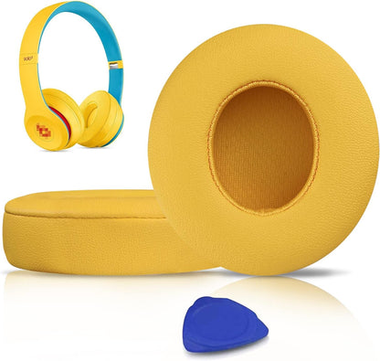 SoloWIT® Ear Pads Cushions Replacement, Earpads for Beats Solo 2 & Solo 3 Wireless On-Ear Headphones with Soft Protein Leather, Stronger Adhesive, Noise Isolation Memory Foam - Black