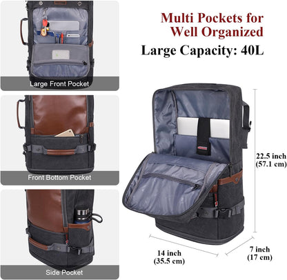 WITZMAN Travel Backpack for Men Women Carry on Luggage Backpack Canvas Rucksack Duffel bag with Shoe Compartment