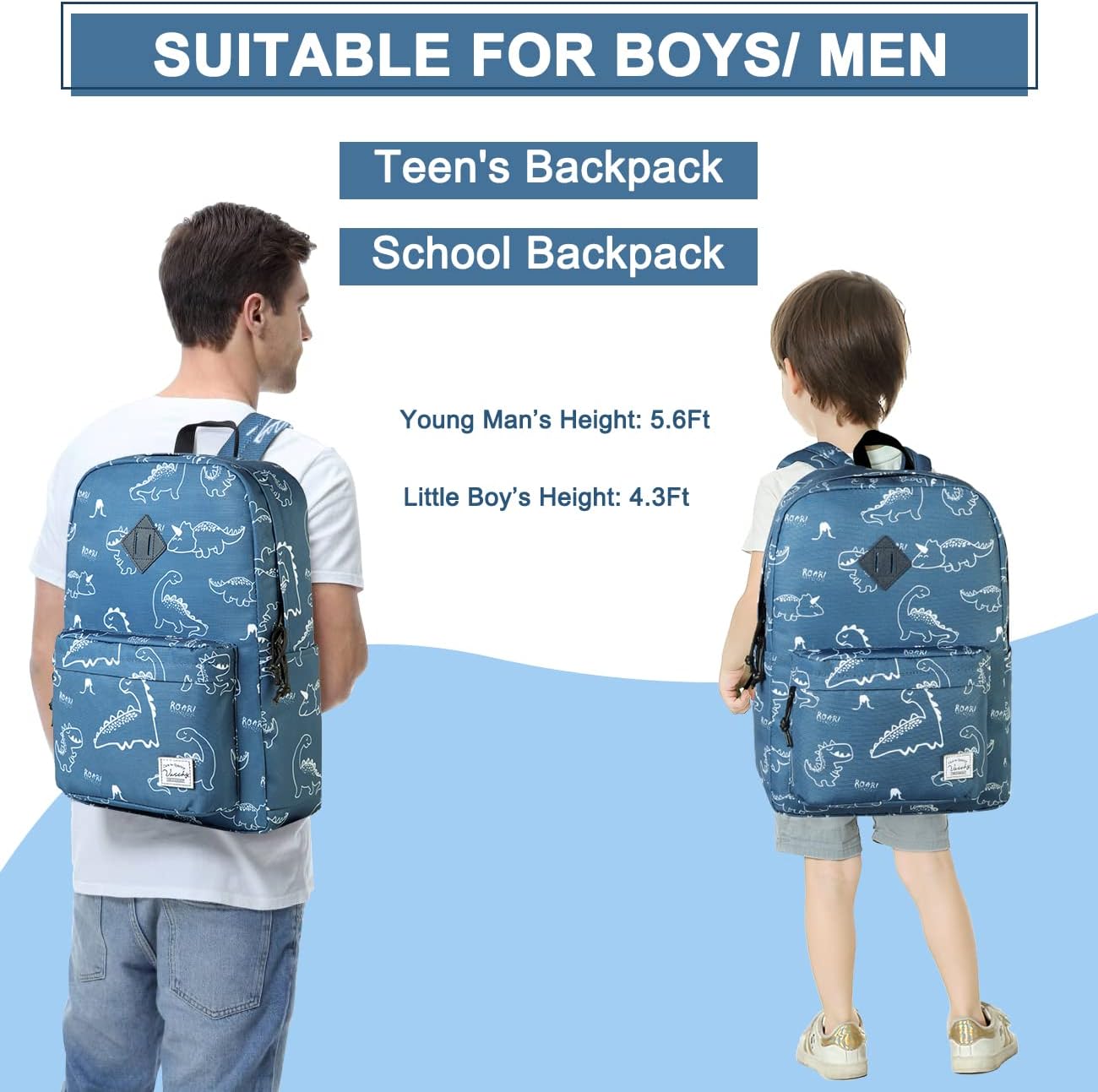 School Backpack for Kids, VASCHY Lightweight Water Resistant Casual Schoolbag Daypack for Men Women Teen Boys Girl Bookbag