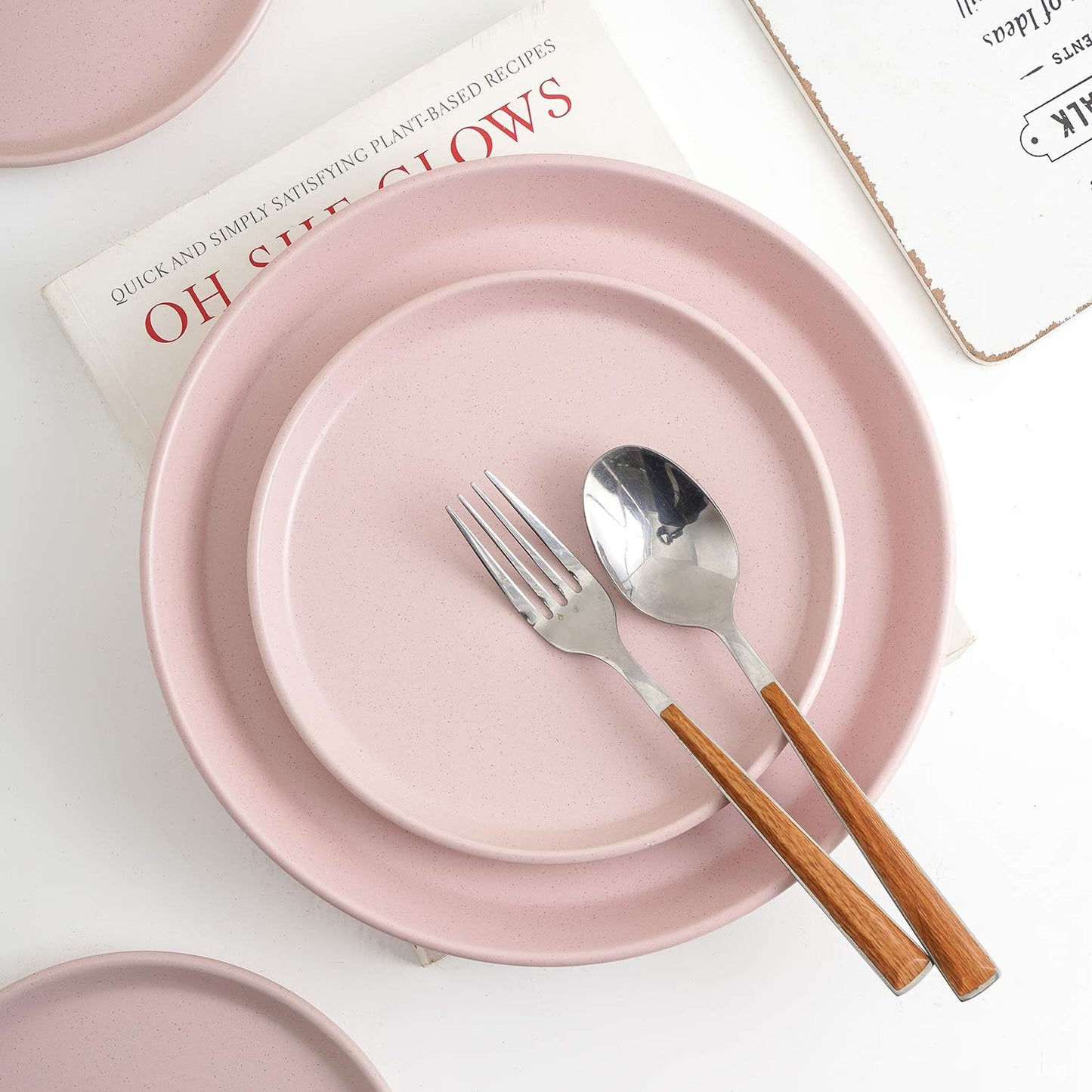 Stone Lain 16 Piece Stoneware Round Dinnerware Set, Pink