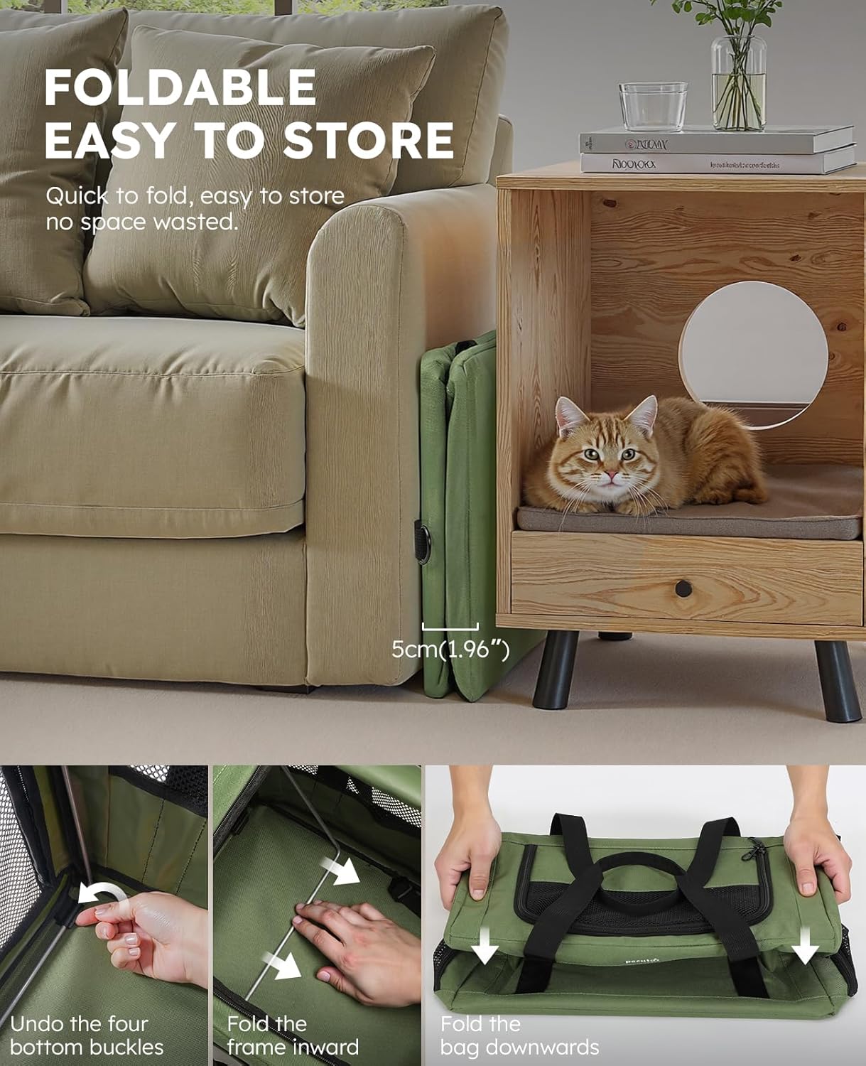 Pecute Cat Carrier Dog Carrier with Stable Structure, Breathable Mesh Fabric Pet Carrier for for Small Cats Dogs Puppies up to 5KG,Soft-Sided Dog Carrier Suitable for Both Long and Short Trips,Gray