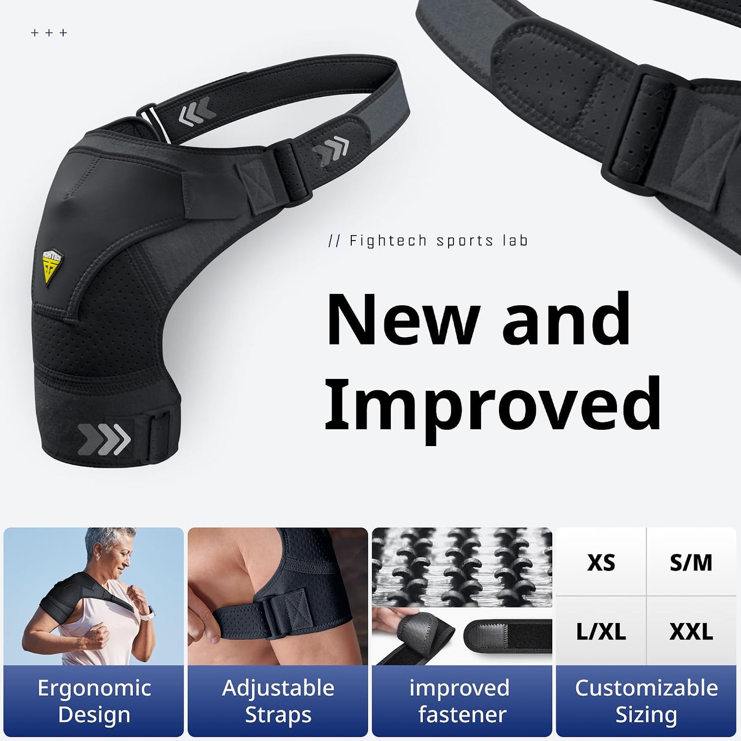 FIGHTECH Rotator Cuff Shoulder Brace Black Large - Fits Most - Bicep 12–1in