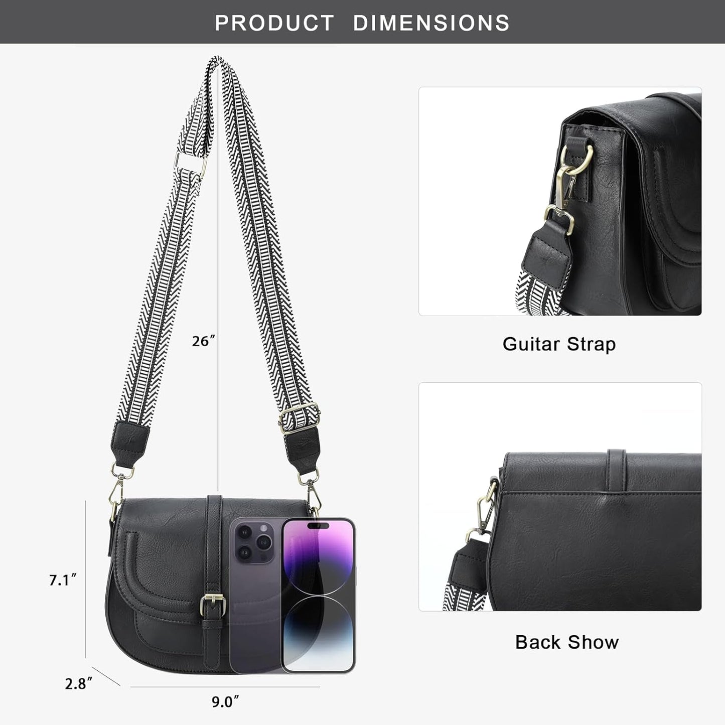 Crossbody Bags for Women Small Over the Shoulder Saddle Purses and Boho Cross body Handbags,Vegan Leather