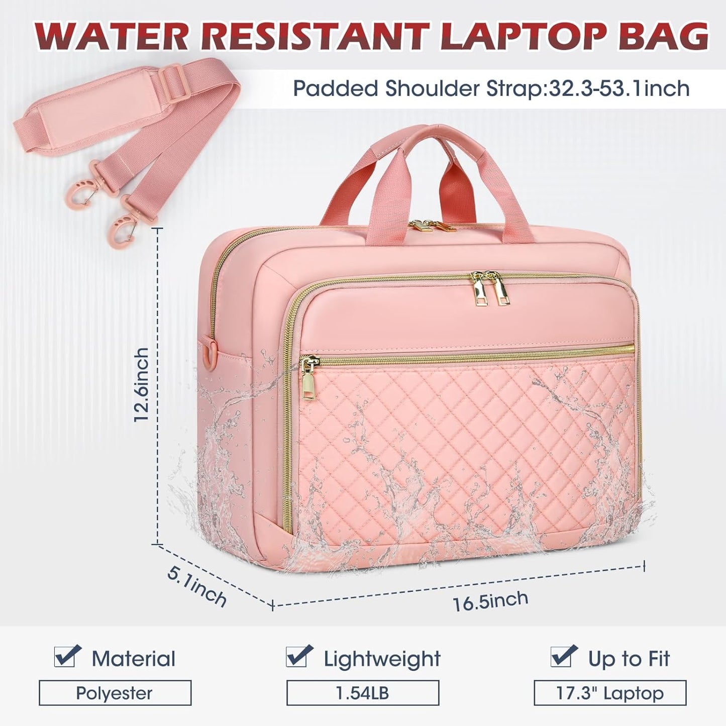 Laptop Bag 17 Inch Laptop Briefcase for Women Waterproof Computer Messenger Bag Professional Laptop Case for Business Work - PuriLite
