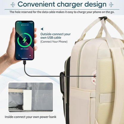 RAINSMORE Laptop Backpack 15.6 Inch for Women Large Travel Backpack with USB Charging Port Water Resistant