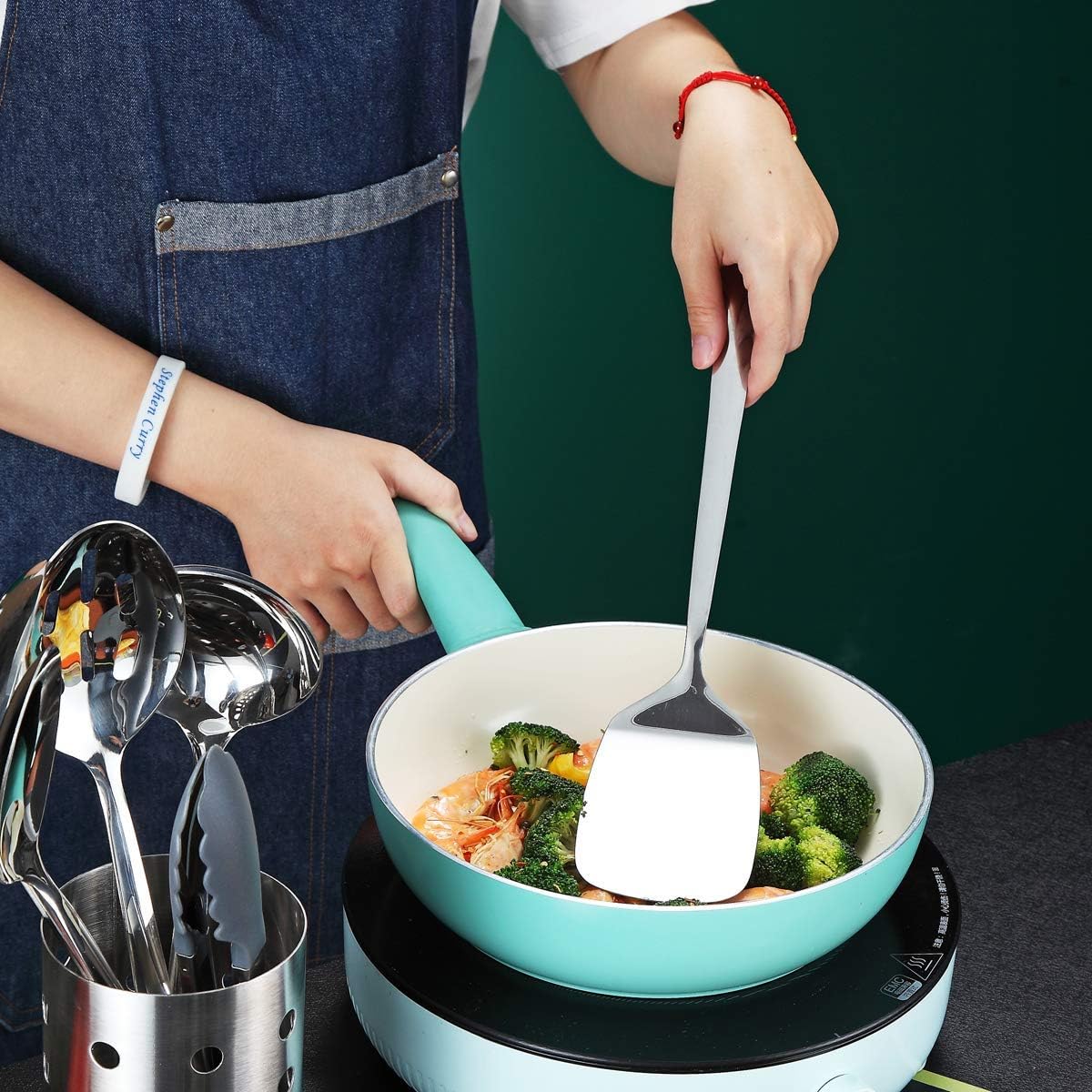 Stainless Steel Cooking Utensils Set, Berglander 13 Pieces Kitchen Utenisls Set, Kitchen Tools Set with Utensil Holder Non-Stick and Heat Resistant,Dishwasher Safe, Easy to Clean (13 Packs)