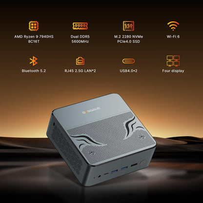 BOSGAME P4 Plus Mini PC Desktop Computers, AMD Ryzen 7 5825U (up to 4.5GHz), 32GB DDR4, 1TB PCIe SSD, Dual LAN 2.5G & Wi-Fi 6E & BT5.2, 4K Triple Display, Compact Silent PC for Gaming, Office, Design