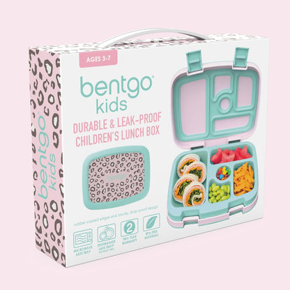 Bentgo Kids Prints Leak-Proof, 5-Compartment Bento-Style Kids Lunch Box - Ideal Portion Sizes for Ages 3-7, Durable, Drop-Proof, Dishwasher Safe, & Made with BPA-Free Materials (Green Rainbow)
