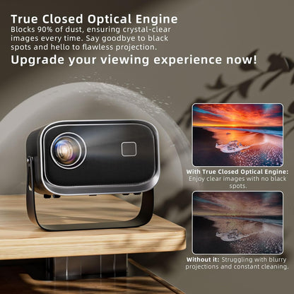 Projector【±360°Adjustable Stand&Auto 4P/4D Keystone&Electric Focus】 Mini Projector 4K Supported, 600ANSI Portable Projecteur with WiFi6&Bluetooth 5.2, Jimveo 300”Outdoor Movie Projector for PC/Phone