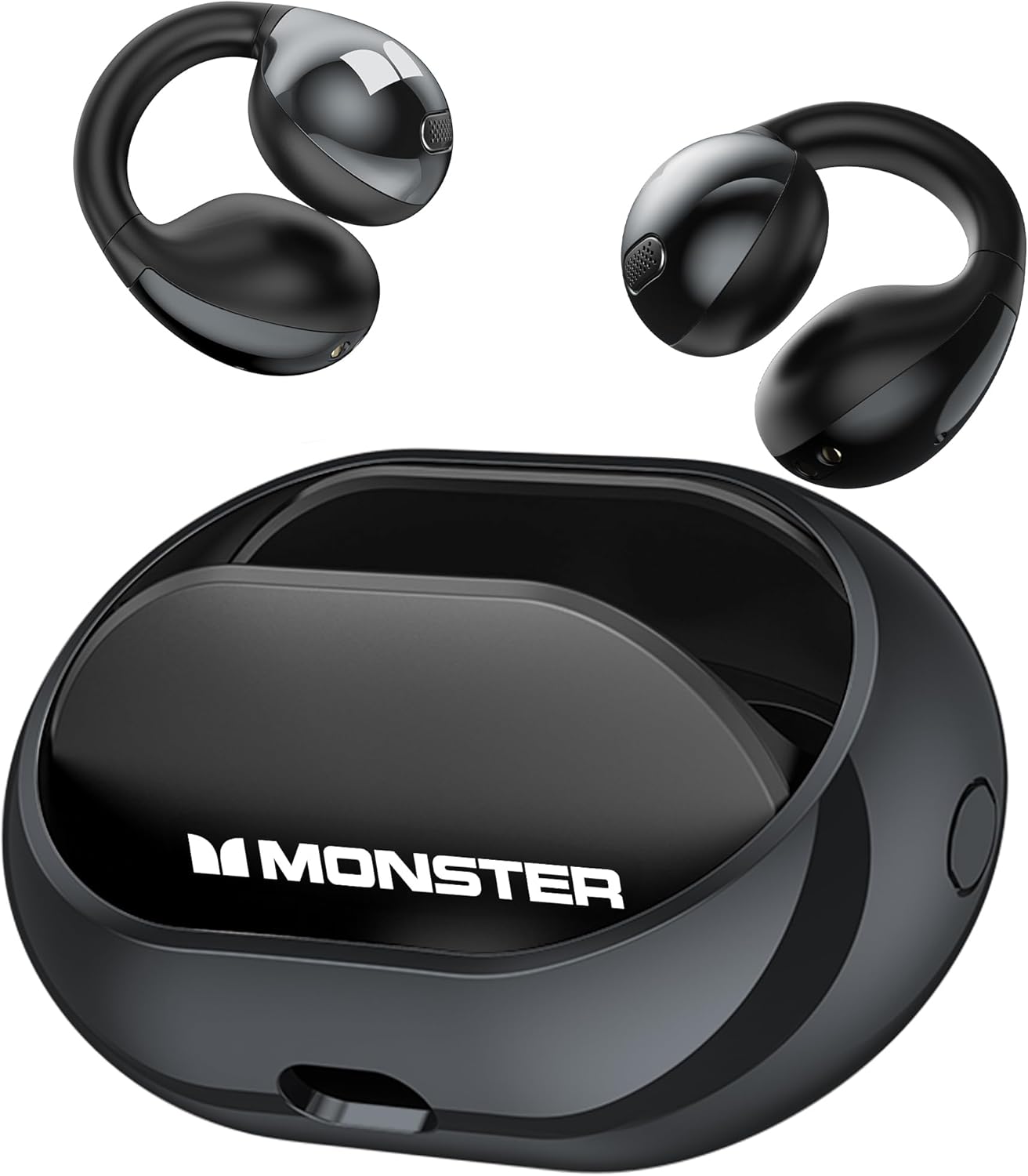 Monster Wireless Earbuds,Bluetooth 5.4 Clip-On Earbuds with HiFi Stereo,Open Ear Headphones with ENC Clear Call,21H Playtime,Fast Charge,Touch Control,IPX6 Waterproof Wireless Headphones for Sport