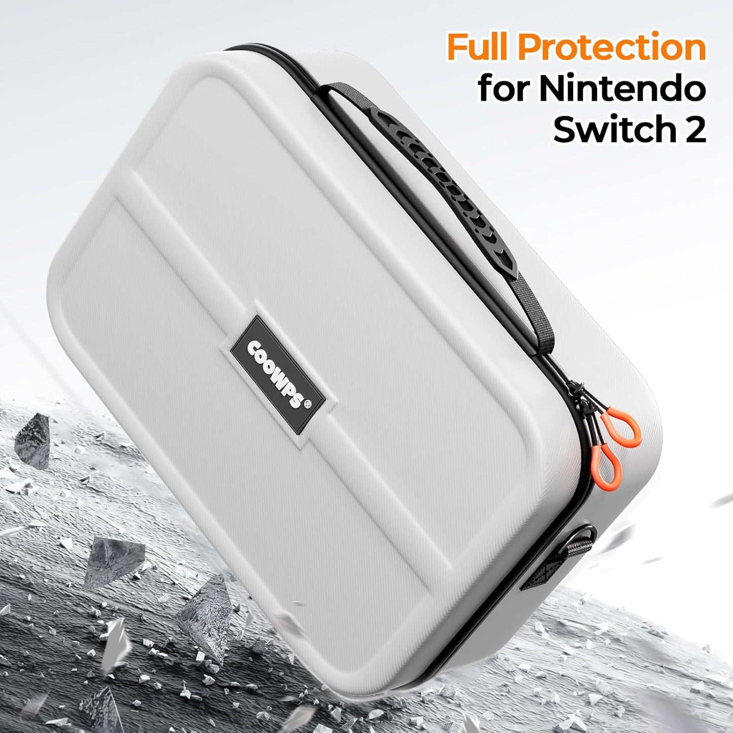 COOWPS Case for Nintendo Switch 2, Hard Shell Full Protection All-in-One Travel Case with 4pcs Thumb Grip Caps & 20 Game Card, Slots Soft Lining Carrying Case for Switch 2 Accessories Pro Controllers