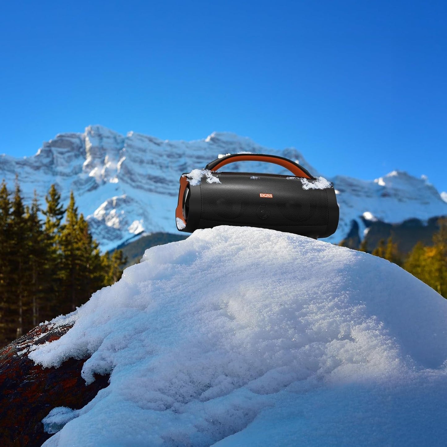 DOSS Extreme Boom Pro Bluetooth Speaker with 100W Stereo Sound, Rich Bass, 20H Playtime, Mixed Color Light, IPX6 Waterproof Haut parleur for Camping, Beach, Outdoor-Orange