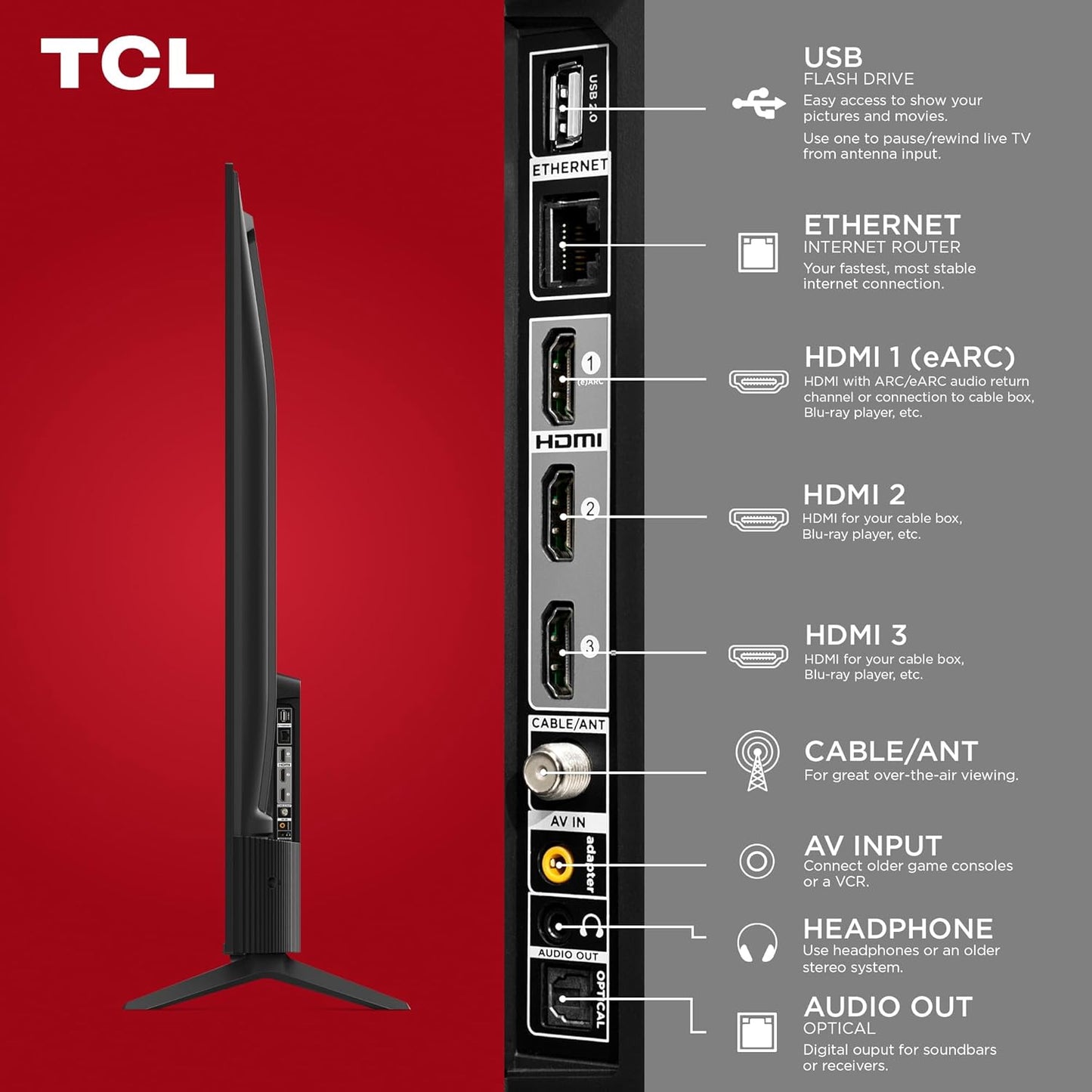 TCL 65-Inch Class S4 4K LED Smart TV with Fire TV (65S450F-CA), Dolby Vision HDR, Dolby Atmos, Alexa Built-in, Apple Airplay Compatibility, Streaming UHD Television, Black
