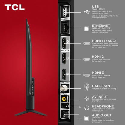 TCL 65-Inch Class S4 4K LED Smart TV with Fire TV (65S450F-CA), Dolby Vision HDR, Dolby Atmos, Alexa Built-in, Apple Airplay Compatibility, Streaming UHD Television, Black