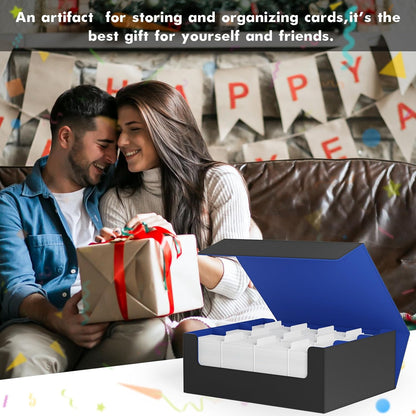 ZLCA Card Storage Box for MTG PTCG, Commander Deck Box Holds 3000+ Cards, Card Storage Case with 4 Stoppers, Card Organizer for TCG Sport Cards (Black)