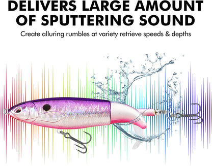 TRUSCEND PoPobait with BKK Hooks, Top Water Plopper Fishing Lures for Bass Walleye Pike Catfish Musky Perch, Floating Lure for Freshwater or Saltwater, Amazing Teasers Fishing Gifts for Family Fishing