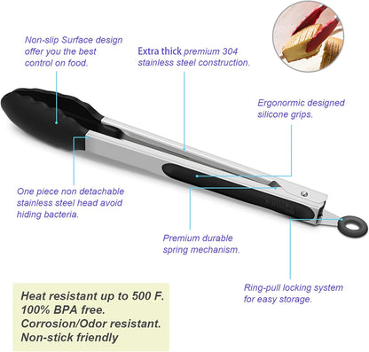 Purilite Select Silicone &amp; Stainless Steel Kitchen Tongs