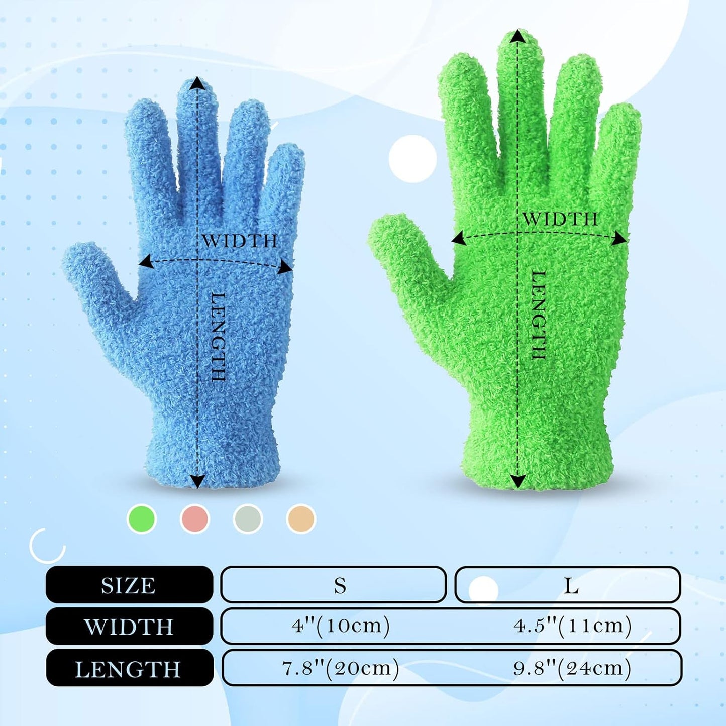 EvridWear Microfiber Auto Dusting Cleaning Gloves for Cars and Trucks, Dust Cleaning Gloves for House Cleaning, Perfect to Clean Mirrors, Lamps and Blinds (S/M)