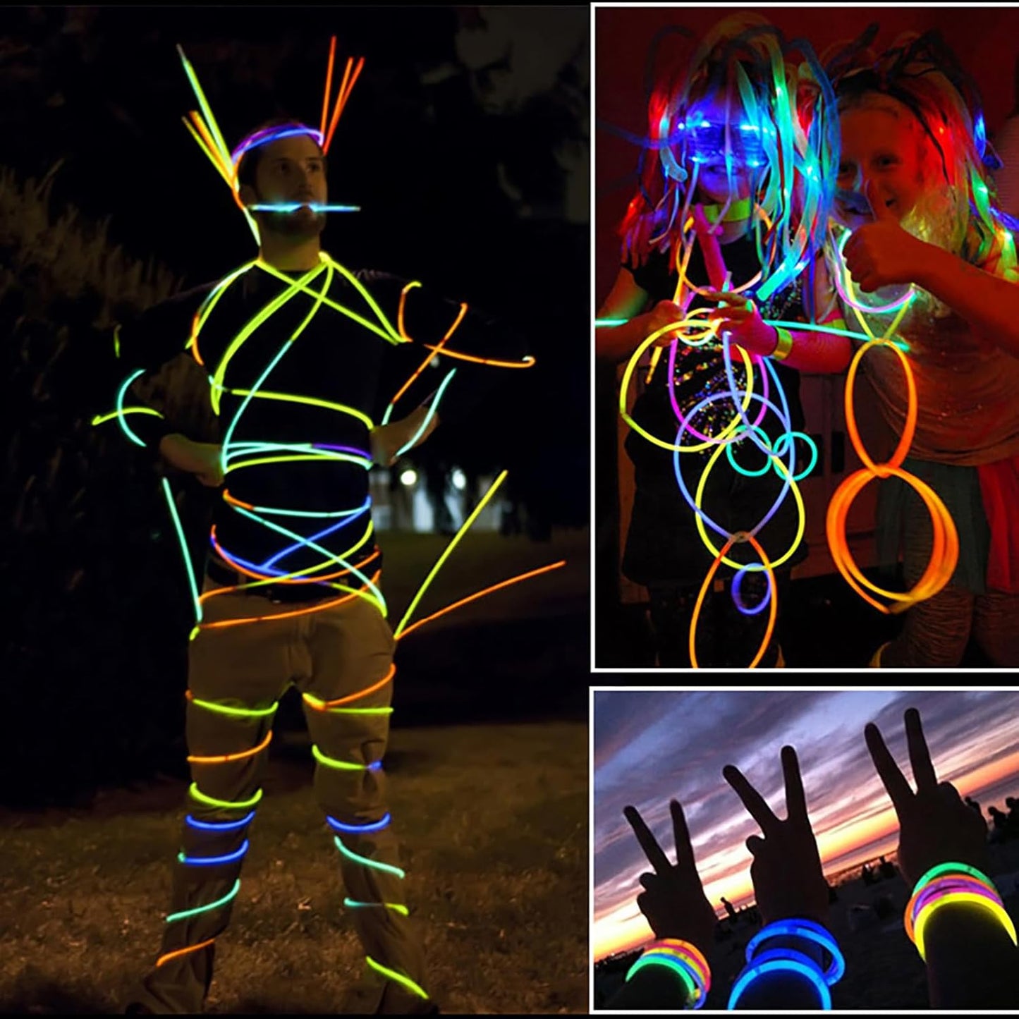 200 PCS Glow Sticks Bulk 8" Glowsticks, Glow Stick Bracelets Necklaces, Glow Party Supplies, Neon Glow Sticks, Glow in the Dark, Glowsticks Party Favors Light-up, Christmas, Easter