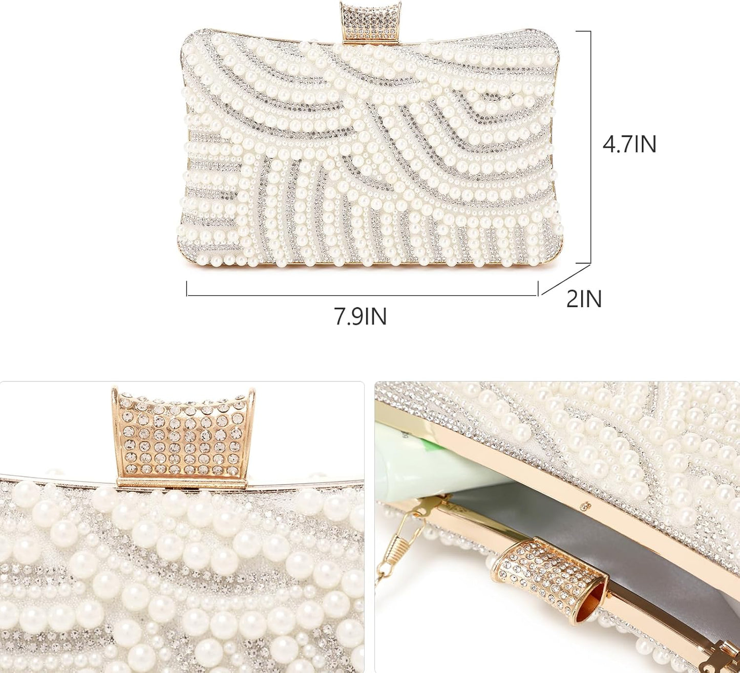 Women's Evening Handbags Pearl Clutch Purse Beaded bag Bridal Clutch wedding Purse