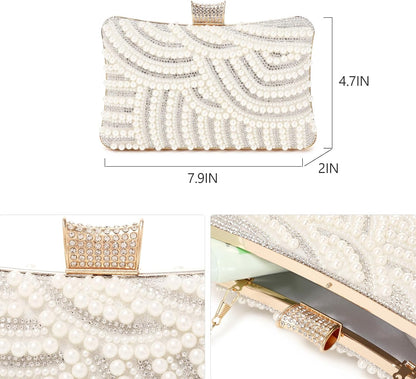 Women's Evening Handbags Pearl Clutch Purse Beaded bag Bridal Clutch wedding Purse