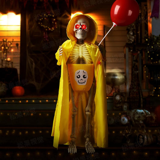 3FT Halloween Decorations Outdoor with Candy Bag Standing Life Size Animated Animatronics Prop with Button & Sound Activated Sensor – Spooky Scary Decor Decor for Home, Yard, Party