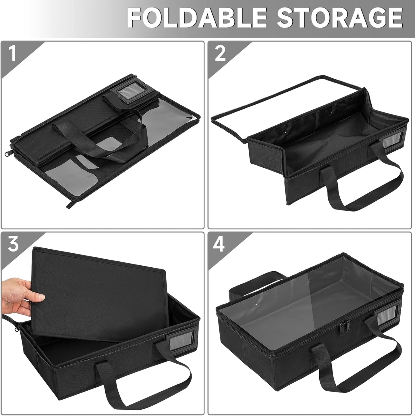 4 Pack-DVD Storage Boxes, PVC Clear Lid, DVD Case Holder Organizer with Index Labels-15.4"x 5.5"x 7.9" DVDs Storage Holder Bags for DVDs, CDs, Video Games, Books, Each Hold up to 25 DVDs Jewel Cases