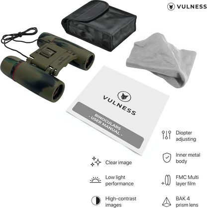 Binoculars for Adults | Compact Small Mini Travel Binocular for Bird Watching High Powered Electronics Cruise Ship Essentials Norwegian Alaska Must Haves Hiking Camping Gear by VULNESS (Black, 8X21)