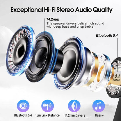 Wireless Earbuds, Bluetooth 5.4 Ear Buds with Multifunctional Touch Screen, 48H HiFi Stereo Headphones, ANC/ENC Noise Cancelling Mic, IPX7 Bluetooth Earbuds with 5 EQ Modes, in Ear Earphones, Black