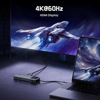 UGREEN Uno 6 in 1 USB-C Hub with 10Gbps USB-C & USB-A Data Ports 4K@60Hz HDMI, 100W Power Delivery Compatible with MacBook Pro/Air, iPad Pro, Surface, XPS, Thinkpad and More