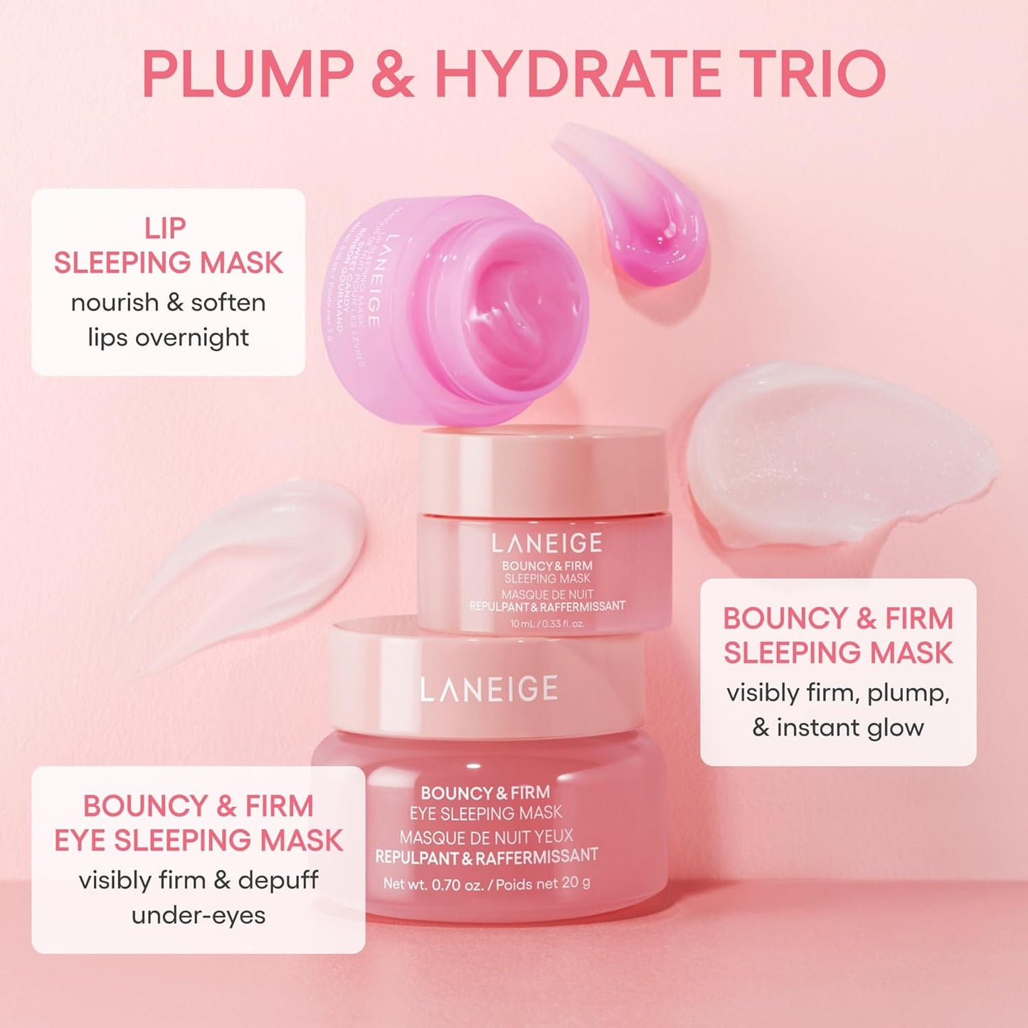 LANEIGE Bouncy and Firm Sleeping Mask: Revitalize, Smooth, Peony & Collagen Complex, Barrier-Boosting Hydration