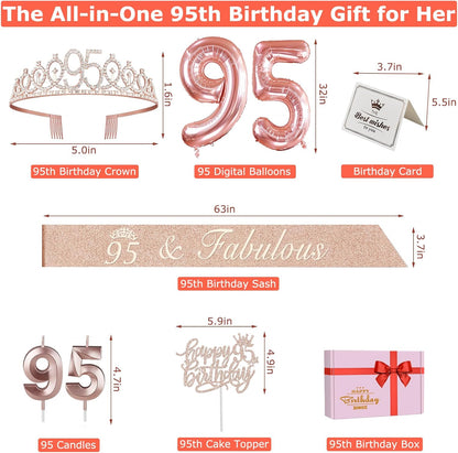 65th Birthday Decorations for Women, Including 65th Birthday Sash and Crown, Cake Topper and Candles, Number Balloons Rose Gold, 65 Year Old Gifts for Women