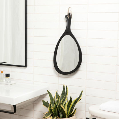Zadro Salon Professional Extra Large Hand Mirror with Handle, 10" W x 19" L, Multi-Purpose Oval Handheld Mirror with New Distortion-Free Reflection (3, Black, Large (Pack of 3))
