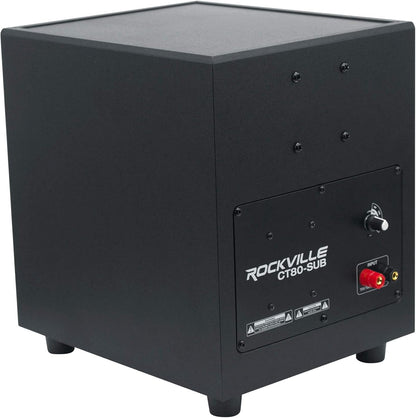 Rockville CT80 8" 50W 70V Commercial Subwoofer, Wall-Mount Bracket, Deep Bass, Wide Frequency, Durable Build, for Restaurants and Conference Rooms