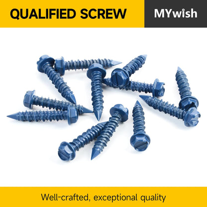 Mywish 30Pcs 1/4 x 1-3/4" Concrete Screws, Slotted Hex Washer Head Stucco Screws Anchor Kit with 3/16 Drill Bit, Masonry Screws Self Tapping for Anchoring to Masonry, Block or Brick Stucco
