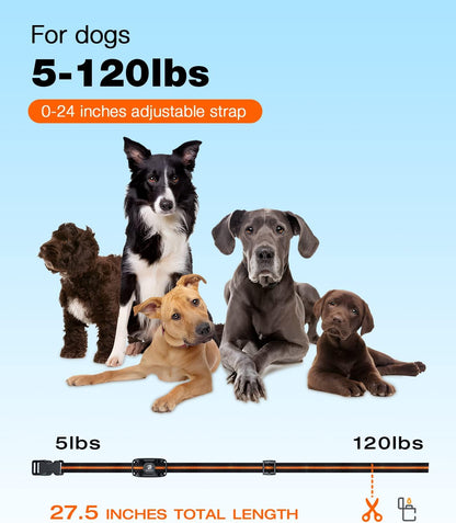 Bousnic Dog Shock Collar - 3300Ft Dog Training Collar with Remote for 5-120lbs Small Medium Large Dogs Rechargeable Waterproof e Collar with Beep (1-8), Vibration(1-16), Safe Shock(1-99) Modes (Blue)