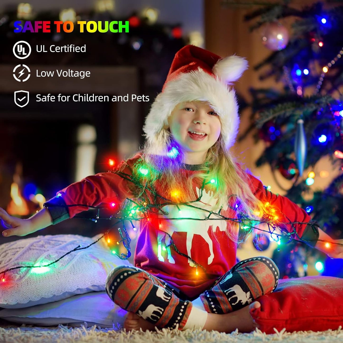 Tcamp 105FT 300 LED Purple Orange Halloween Decorations Lights Motion Activated Sync with 4 Scary Music, 6 Modes Halloween String Lights for Party Yard Outdoor Indoor Decor (3 Sets Connectable)