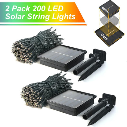JMEXSUSS 2 Pack 75.5ft Orange Solar Christmas Lights, Total 400 LED Solar String Lights Outdoor Waterproof, 8 Modes Orange Halloween Lights for Tree Patio Garden Thanksgiving Halloween Decorations