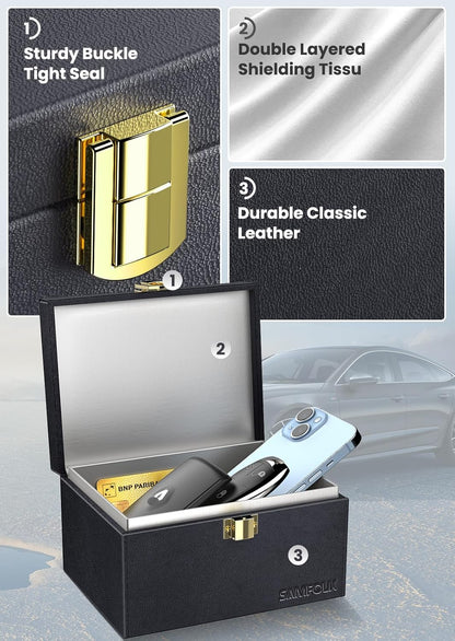Samfolk Faraday Box with Faraday Pouchs, Faraday Box for Car Keys,RFID Key Fob Protector Anti-Theft Key Fob Box, Anti-Theft Cages for Car Keys, Phone and Credit Card
