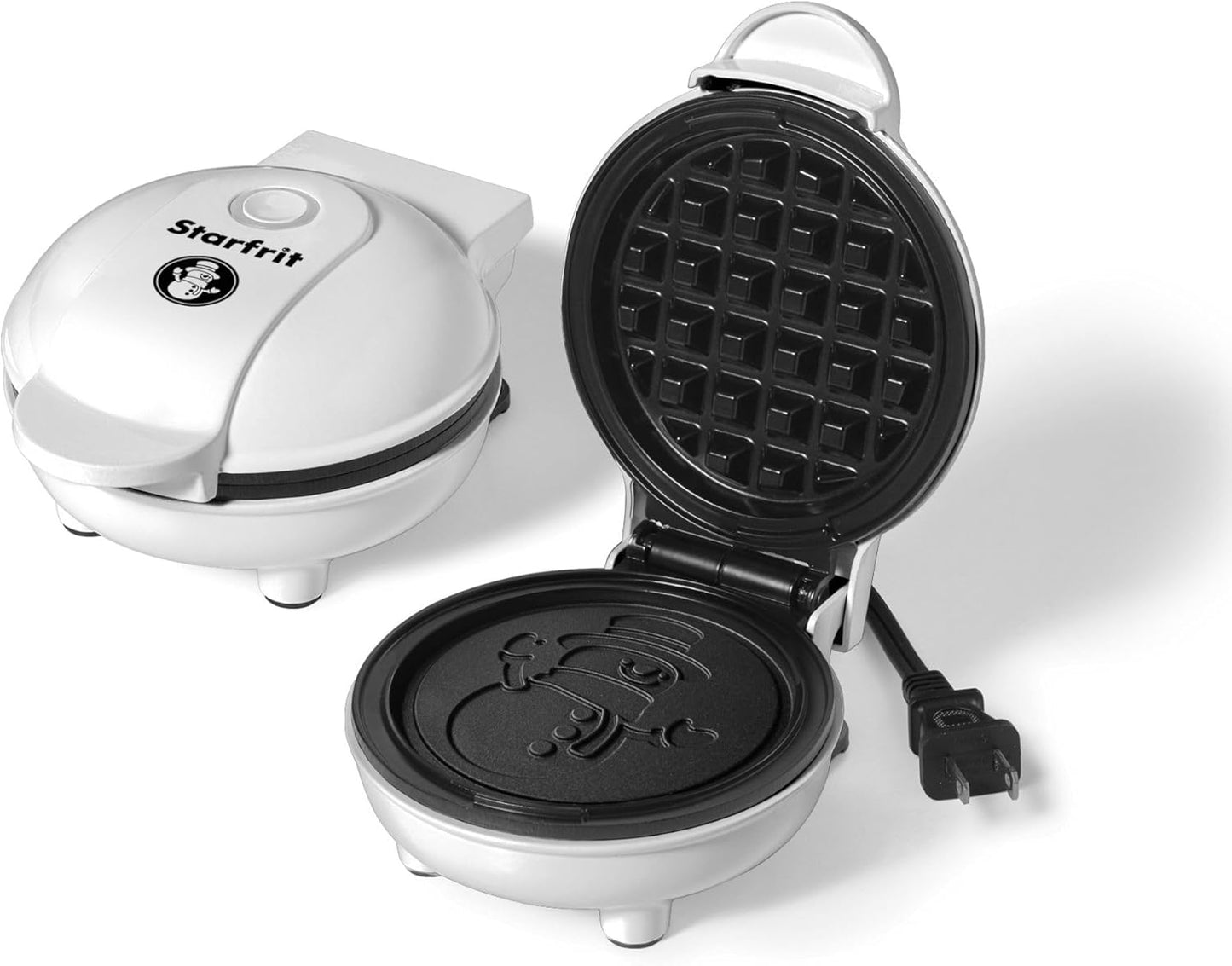 Starfrit 4-Inch Non-Stick Mini Waffle Maker – Snowman Shape - Compact - Easy to Clean - 350W