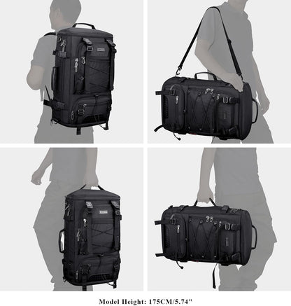 WITZMAN Travel Backpack for Men Large Carry on Backpack Convertible 3 in 1 Bags with Shoe Compartment Fit 17 Inch Laptop(B689 Black)