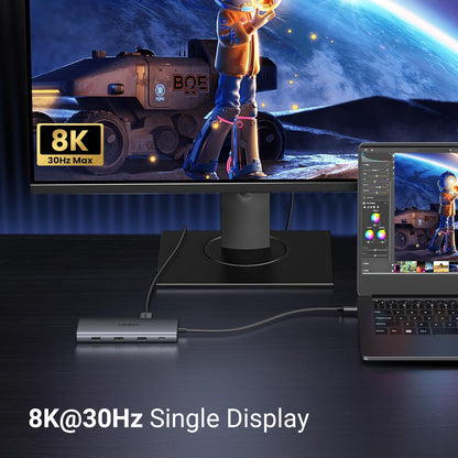 UGREEN Docking Station, Revodok Pro 210 USB C Hub (10 in 1) with Dual 4K@60Hz HDMI Single 8K@30Hz, 100W PD, 1Gbps Ethernet, 5Gbps USB, SD/TF, Network Hub USB C Dock for Thinkpad, HP, Dell Laptops