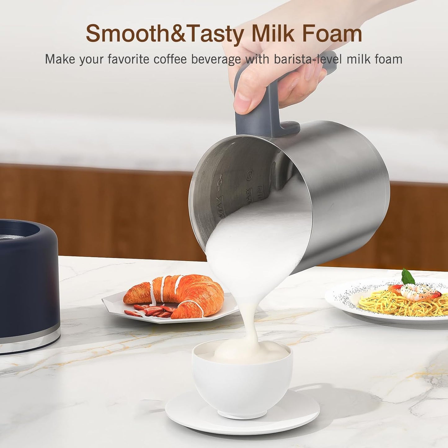 SIMPLETASTE Milk Frother, 4 in 1 Electric Milk Steamer, 16.91oz/500ml Automatic Warm and Cold Foam Frother for Coffee, Latte, Macchiato, Cappuccino, Hot Chocolate