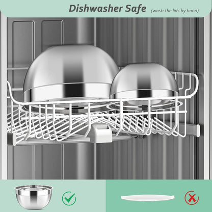 Luvan 18/10 304 Stainless Steel Mixing Bowl,Set of 6(1,1.5,1.9,2.6,3.4,4.2QT),with Airtight Lids,Nesting Bowls for Space Saving Storage,Dishwasher Safe, Great for Mixing,Baking, Prepping