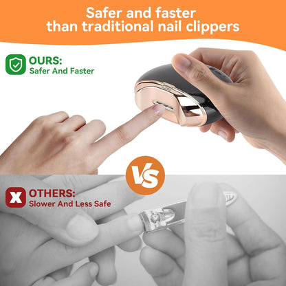 Electric Nail Clipper, Anti Splatter Rechargeable Automatic Nail Clipper Fingernail Clipper Nail Scissors Gift Fingernail Trimmer Fingernail Cutter for Children Seniors Adults